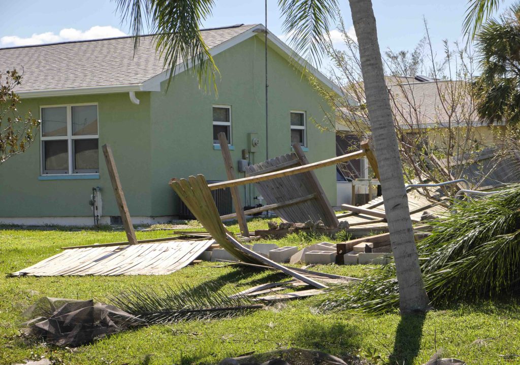 A photo of significant storm debris and damage, demonstrating the need for a dumpster to help with clean up jobs.